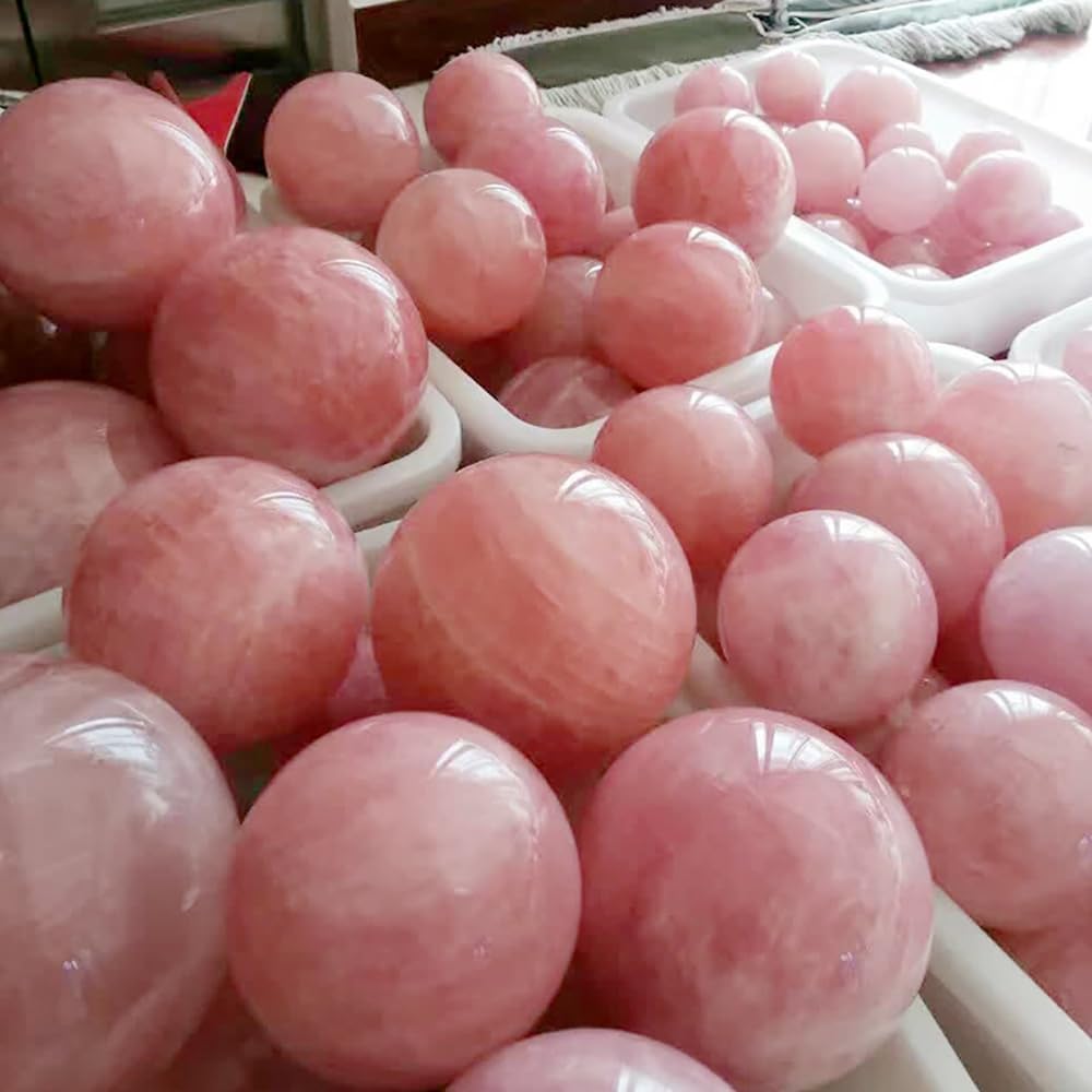 7-10CM/2.75-3.93inch Big Pink Crystal Ball Polished Natural Rose Quartz Sphere Decorative Sphere Healing Crystals Ball Healing Stone Crafts Home Decor Ornament Gifts