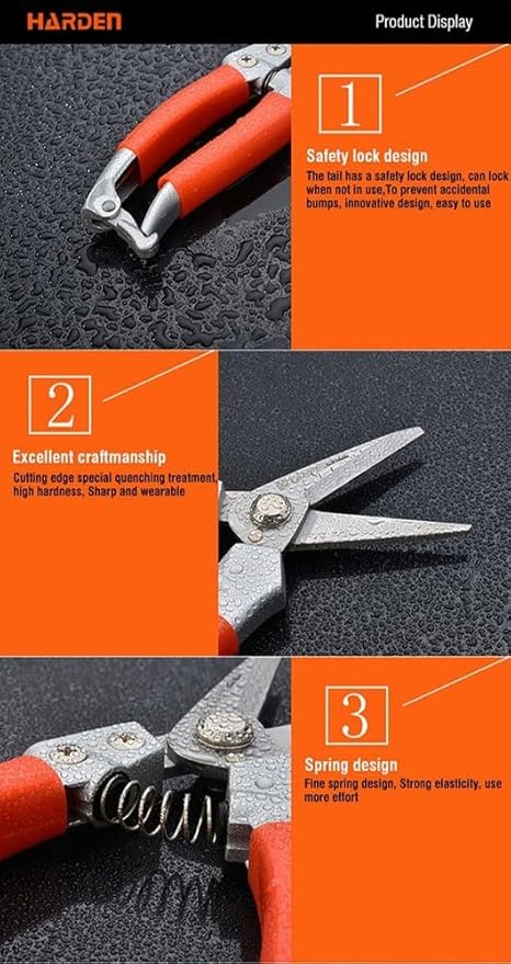 Tools 200mm (7.9 inches) Garden Fruit Shear – Forged Stainless Steel Blade, Heat Treated for Durability, Zinc Alloy Handle with PVC Cover