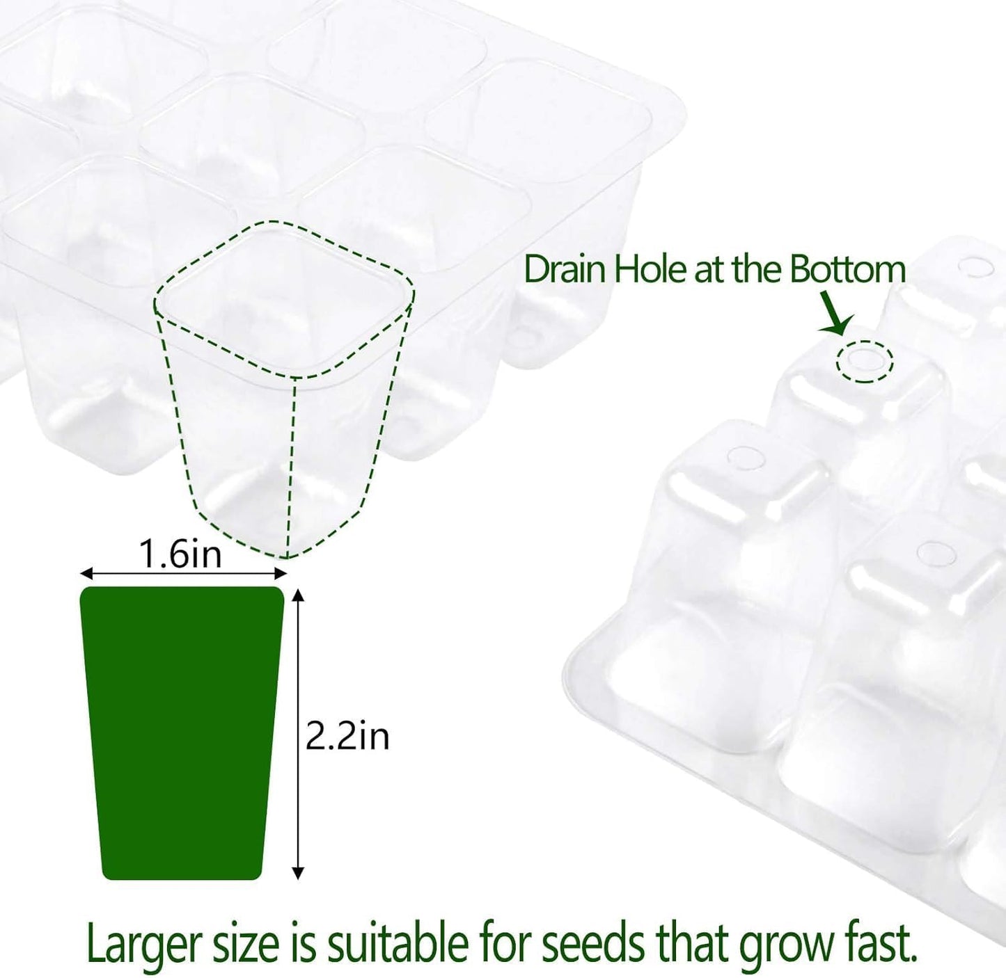 Seed Starter Tray, 6 Set Seedling Kits with Adjustable Humidity Dome, Plant Starter Kit for Seeds Growing Starting (12 Cells per Tray)