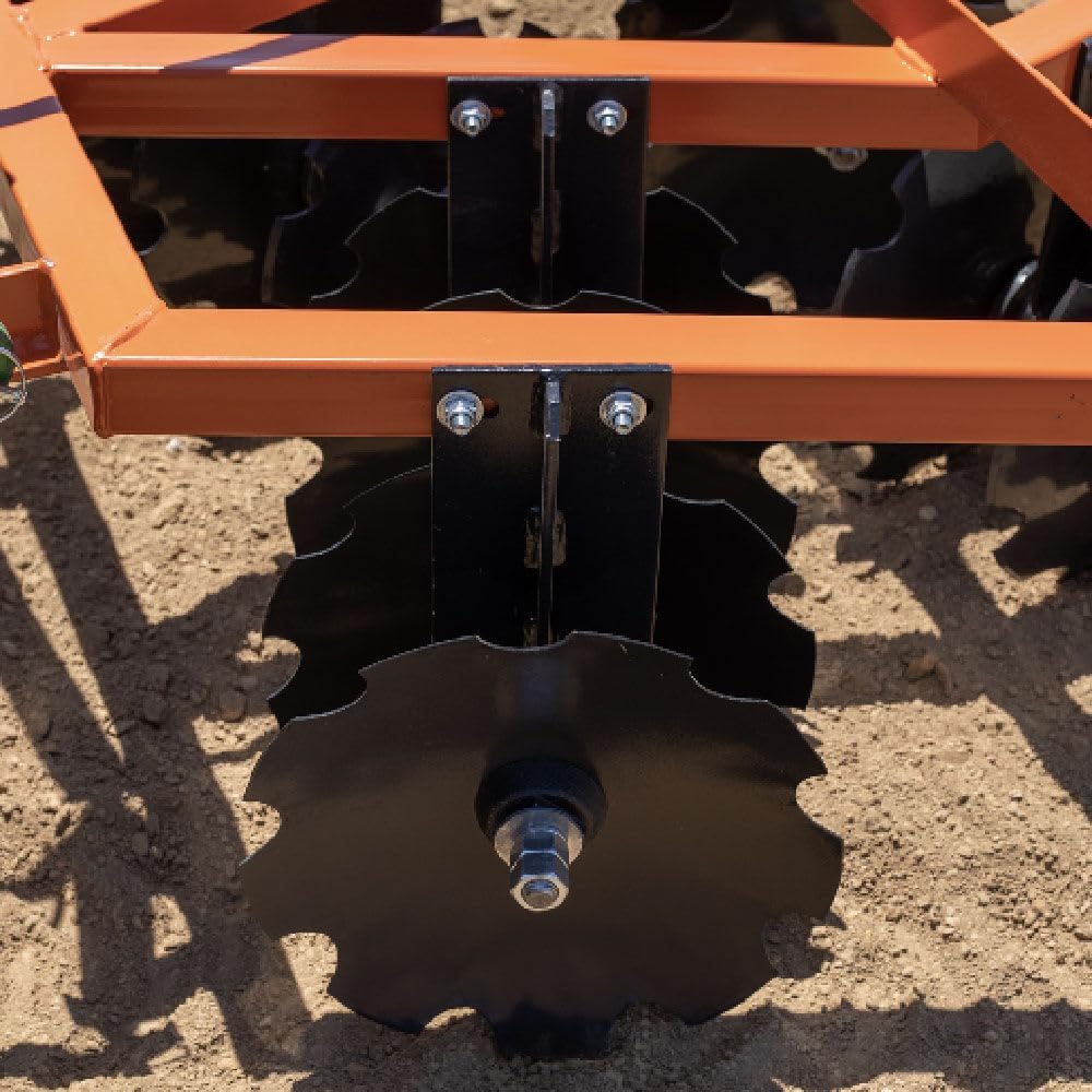 Titan Attachments 3 Point 6ft Notched Disc Harrow Plow Attachment for Cat 1 Tractors, Concave Discs for Tilling, Loosening and Lifting Soil
