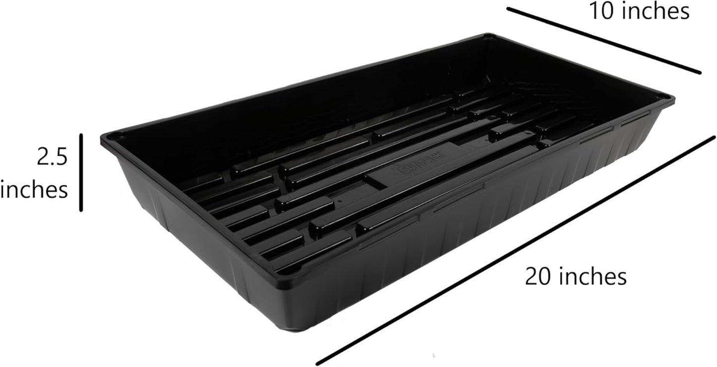 SUNPACK 10" x 20" Mega Plastic Seed Starting Tray, Black, 2.5" - No Drainage Holes, Ideal for Greenhouses or Indoor Gardening - Made of Thick, Strong Plastic