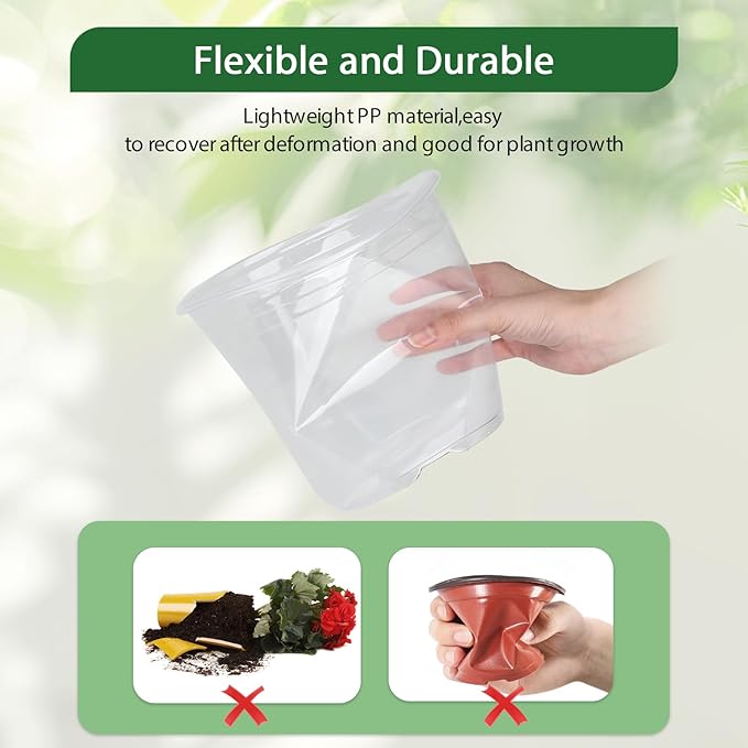 RAOOKIF 35 Pcs Clear Nursery Pots for Plants, 7/6/5/4/3 Inch Clear Plant Pots with Drainage Holes, Seed Starter Plastic Pots for Plants, Flower, Herb, Bonsai, Succulent, Vegetable