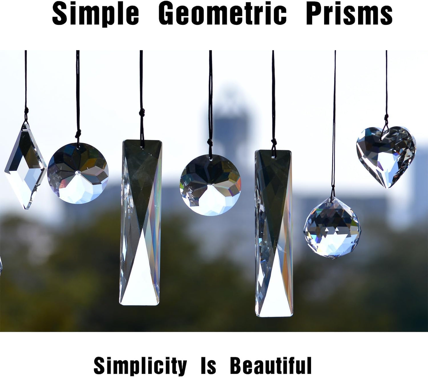 2PCS 5" Large Crystal Sun Catcher Prisms, STINO Hanging Suncatchers with Glass Prism, Rainbow Maker for Windows, Balcony, Kitchen, Garden Decoration (1, Net Rectangle Clear 2Pcs)