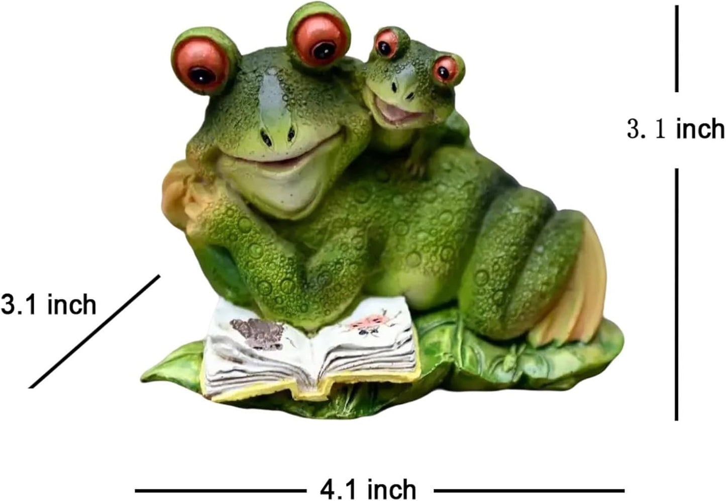 OwMell Frog Statue for Garden, Green Frog Figurine for Outdoor Decor Yard and Garden Decoration Resin Sculpture - Reading