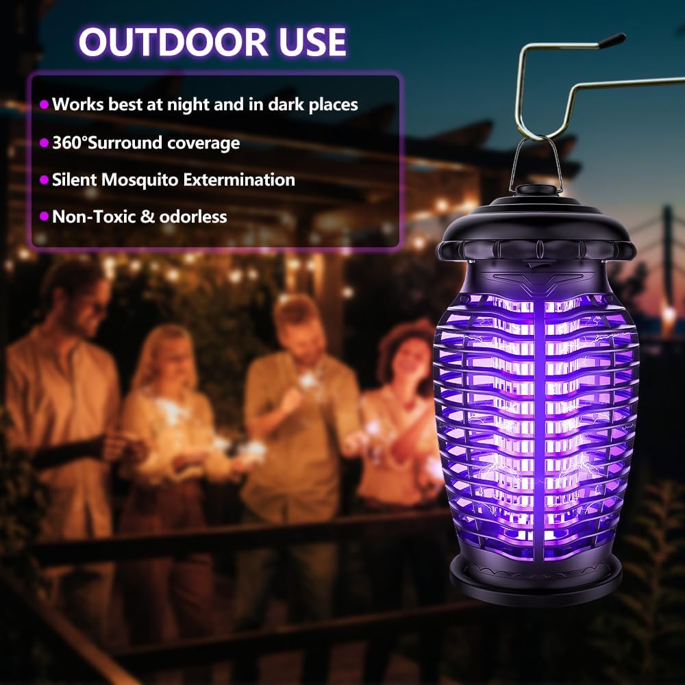 Bug Zapper Indoor Outdoor, 4200V Mosquito Zapper, 15W Fly Zapper, Mosquito Killer, Fly Traps, Flying Insects Zapper Indoor Outdoor,