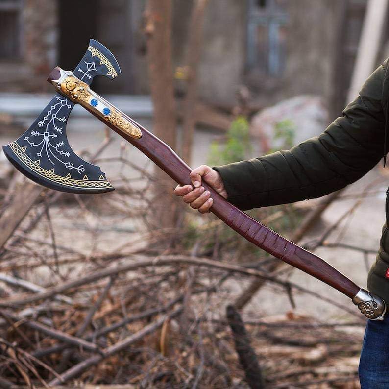 WAZIR Crafts 35" Handmade Kratos Viking Axe, God of War, Viking Axe, Cosplay Axe, Cosplay Armor, Cosplay Weapon, Prop, Replica, Kratos Weapon, (WCA-026)