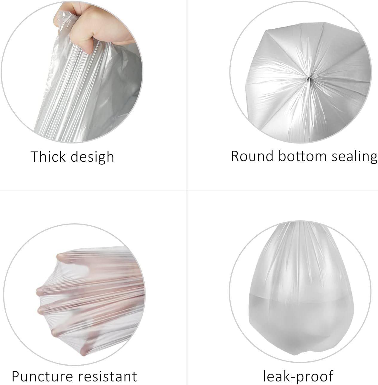 4 Gallon 300 Counts Strong Trash Bags Garbage Bags by Teivio, Bathroom Trash Can Bin Liners, Small Plastic Bags for home office kitchen (Grey)