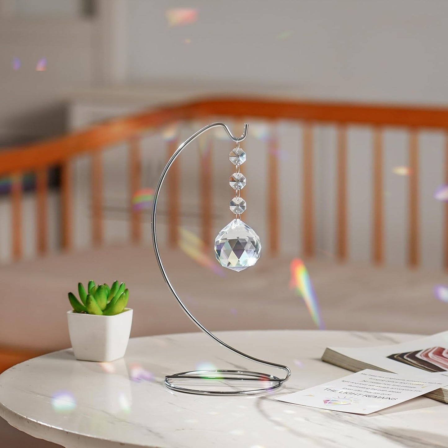 9-Inch Memorial Gifts,40mm Clear Memorial Crystal,Bereavement Suncatcher,Memorial Gifts for Loss of Mom Dad Friend Son Daughter,Silver Stand and a Sympathy Card