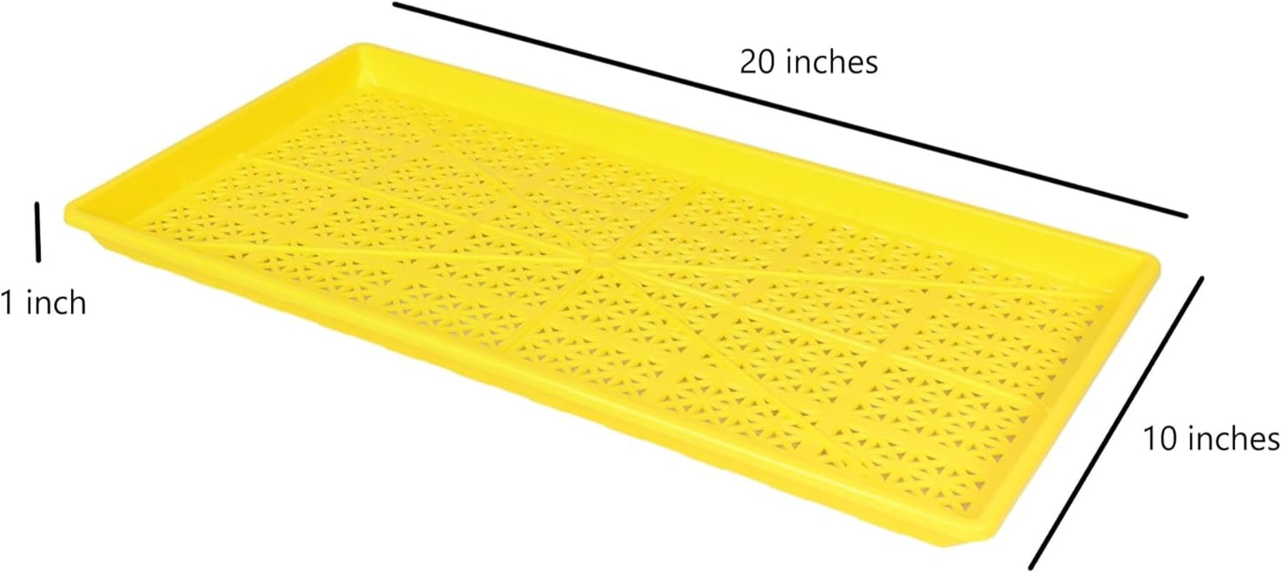 SUNPACK 10" x 20" Heavy Duty Mesh Plastic Seed Starting Tray, Yellow, 1" (Pack of 30) - Ensures Water Drainage and Aeration, Perfect for Greenhouses or Indoor Gardening