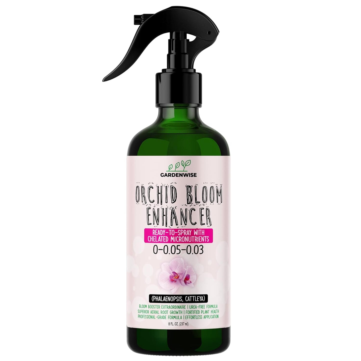 Orchid Food Bloom Booster Fertilizer - Bloom Orchids Fertilizer β Phosphorus and Potassium Formula 0-0.05-0.03 - Ready-to-Use Spray with Chelated Micronutrients (8 OZ)