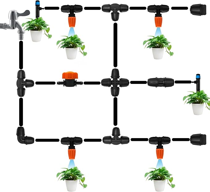 TTioDri 30 Pack 1/4" Drip Irrigation Valves, Drip Irrigation Shut Off Switch Valve for 1/4 Inch Drip Irrigation Tubing Water Flow Control Valve Drip Line Cut Off Valve for Garden Drip Systems