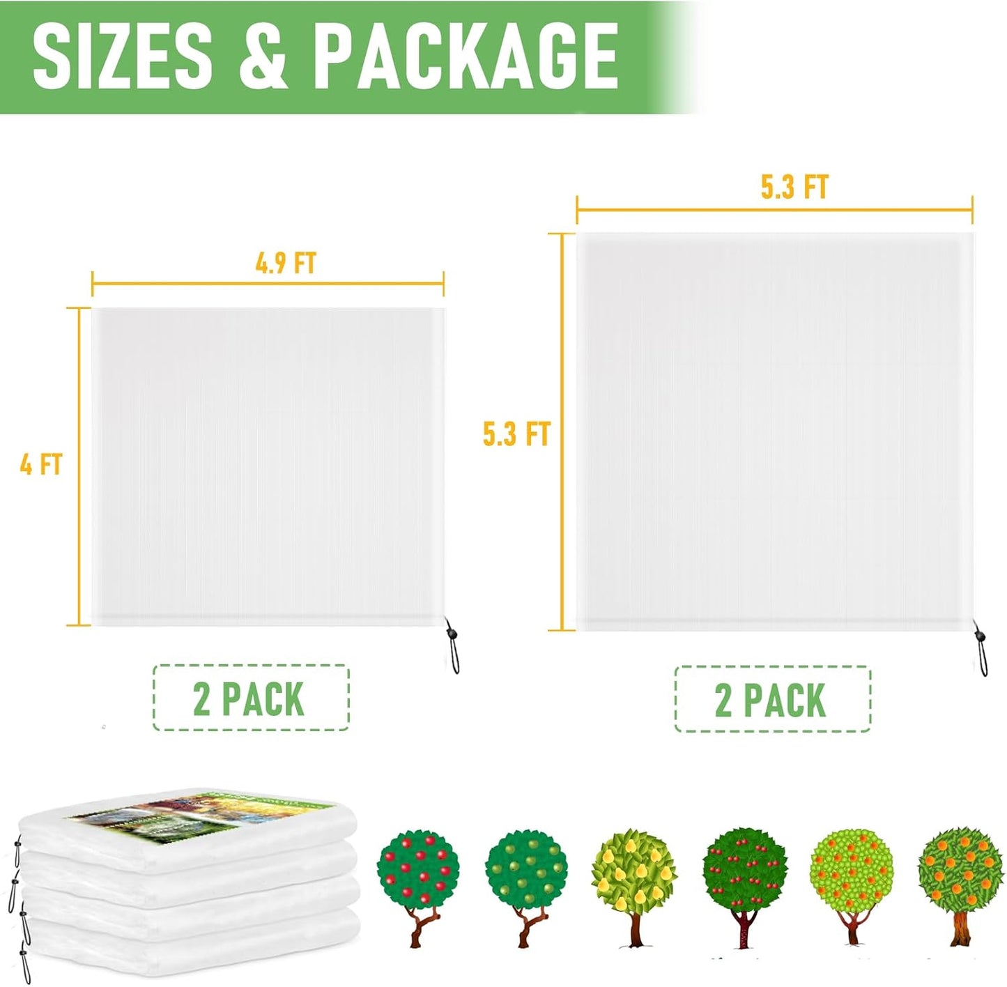 Fruit Tree Netting, Blueberry Bush Netting Cover for Garden Protection, 4Pcs Garden Plant Netting Pest Barrier for Raised Beds for Strawberry, Tomato, Bug Mesh Net from Bird, Cicadas