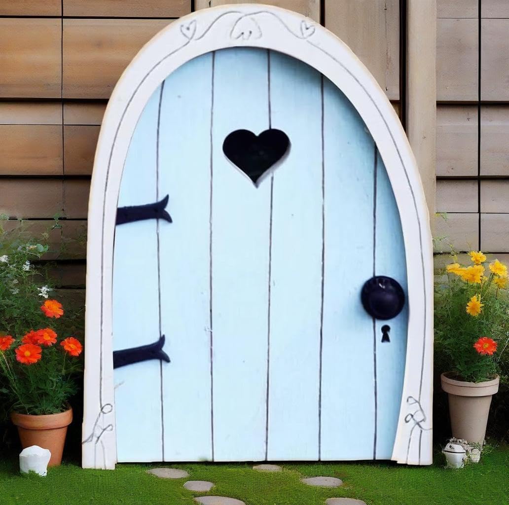 Whimsical Miniature Fairy Door - Handcrafted 3D Mini Woodland Portal Tree Accessory for DIY Garden Landscapes, Terrarium Decor & Collector's Fantasy Displays(Blue Streak )