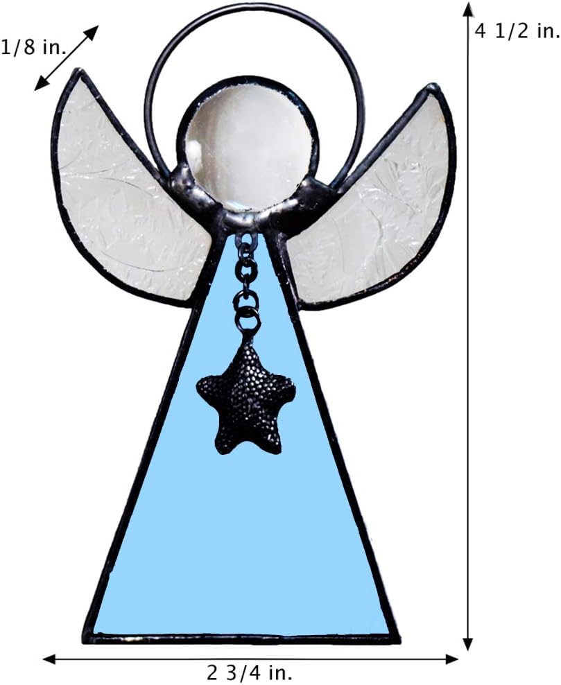 Angel Ornament Sun Catcher Blue Stained Glass Window Hanging Christmas Tree Decoration J Devlin ORN 215-3 (Pale Blue)