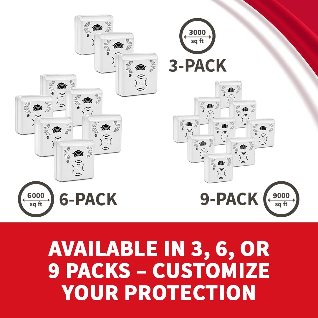 Riddex Sonic Plus Ultrasonic Pest Repeller, Plugs in with extra Outlets Indoor Use - Insect Repellent - Bug Repellents for Home Defense - Protect Against Rodents & Insects, Chemical Free(6 Pack White)