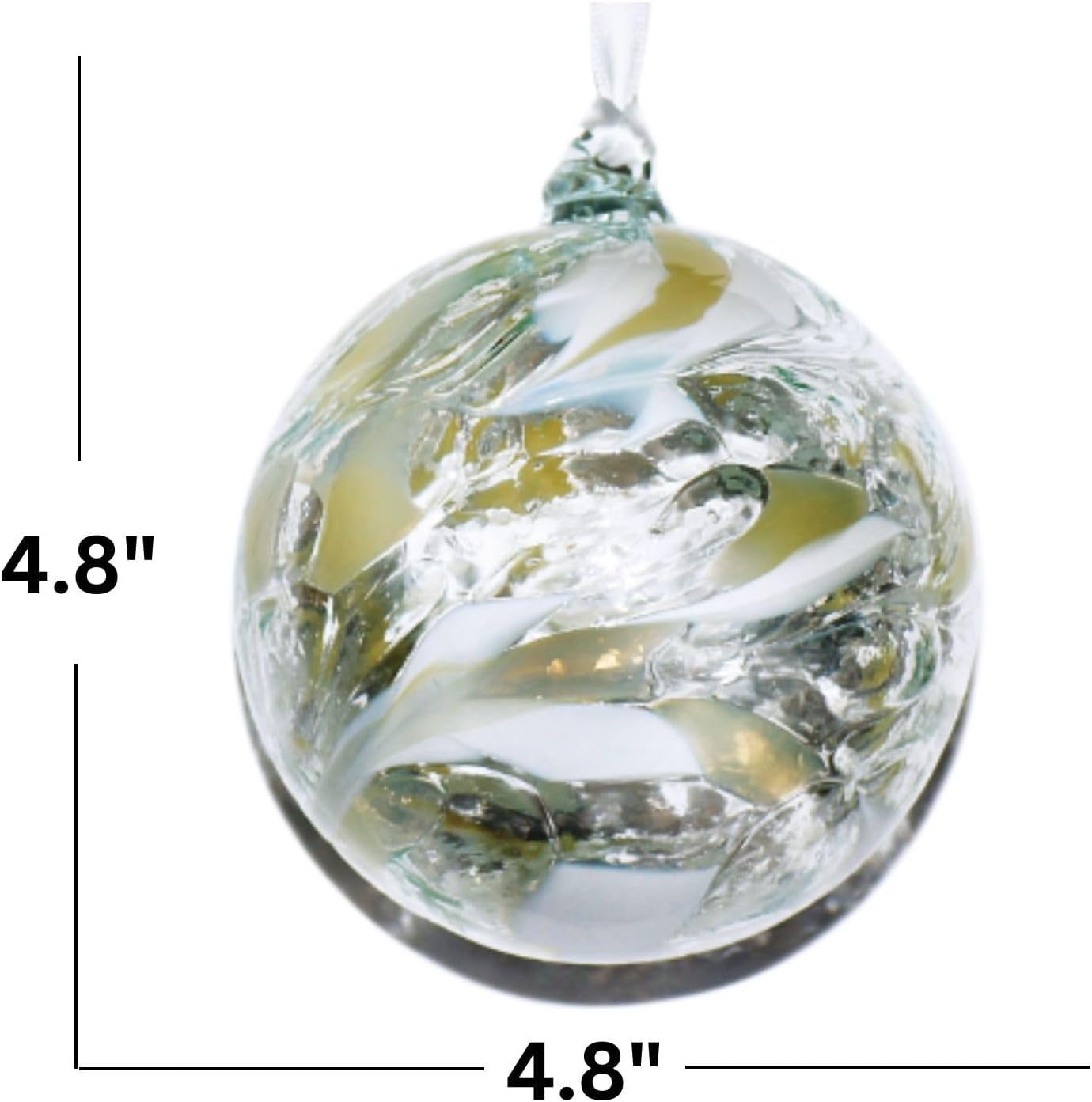Large Friendship Glass Ball Globe - White 4.7 inch Hand Blown Handmade Hanging Garden Gazing Ball Indoor Outdoor Home Decor, Friendship - White