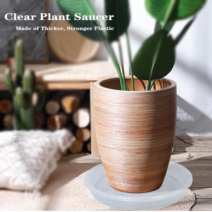 Plant Saucer 6 Pack of 4 6 8 10 12 14 16 inch, Clear Plastic Flower Plant Pot Saucer, Heavy Duty Plant Drip Trays Saucers for Indoor, Plant Water Tray for Planters (4", Clear)