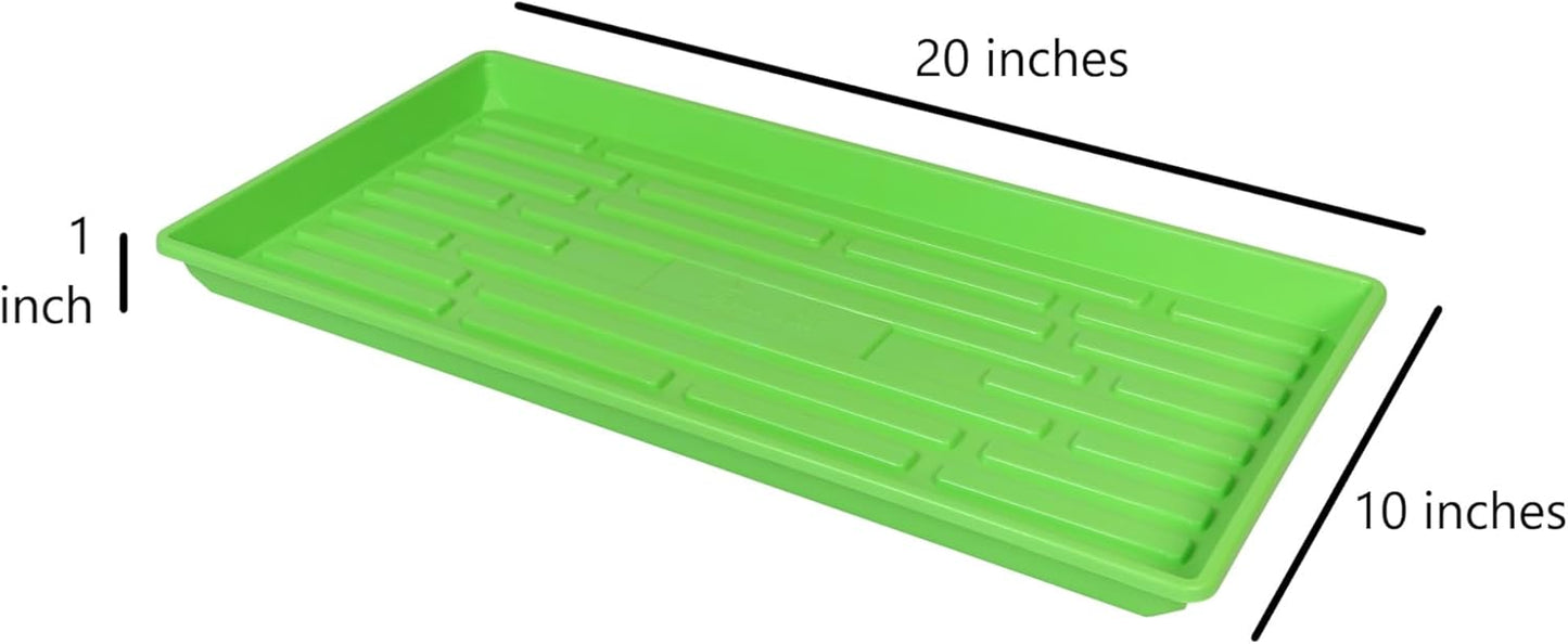 SUNPACK 10" x 20" Heavy Duty Shallow Plastic Seed Starting Tray, Green, 1" (Pack of 30) - No Drainage Holes, Perfect for Greenhouses or Indoor Gardening