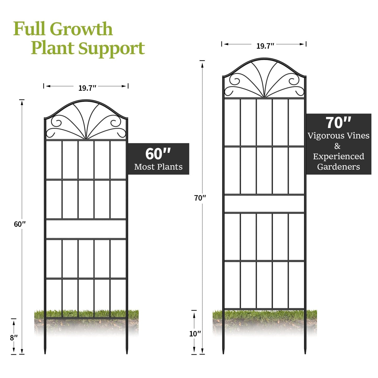 VOXOR Metal Trellis for Climbing Plants Outdoor, 60 * 19.7 Inch Tall Garden Trellis with Black