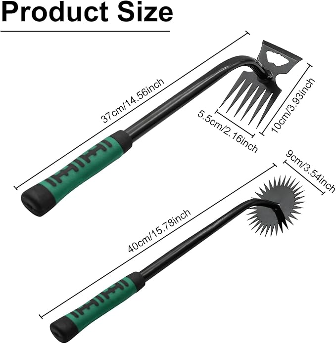 2 Pack Uprooting Weed Pulling Tools,Garden Hand Weeder Tools, Manual Multifunctional Weeders Gardening Tools for Yard and Garden(5Tines+8Tines)