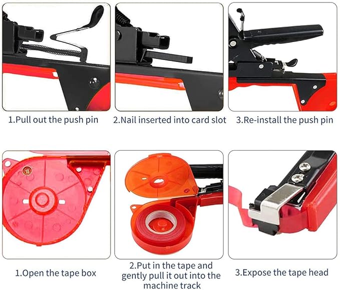 Plant Tying Machine,Plant Vine Tying Machine Tool with 10000pcs Staples 20 Rolls Tape Plant Tape Gun for Grapes,Raspberries,Tomatoes,and Vining Vegetables Tying Tool (Black)