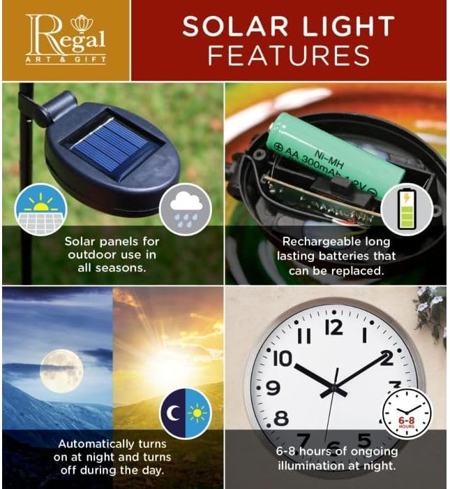 Regal Art & Gift Hot Air Balloon Solar Lantern – Hanging Solar-Powered LED Lights, Waterproof Portable Decorative Outdoor Lamp Made of Metal & Glass for Garden, Patios & Pathway – Americana (X-Large)
