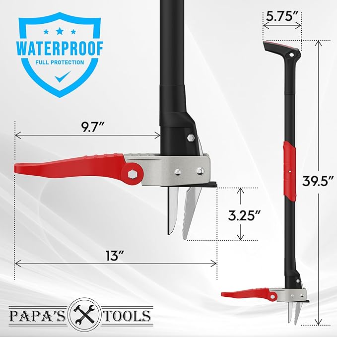 Papa's Tools Weeder - Stand Up Weed Puller Tool Made with Long Wooden Handle - Real Bamboo & 4-Claw Steel Head - Easily Remove Weeds Effortlessly Without The Need to Tug, Bend, Or Flex, (Metal)
