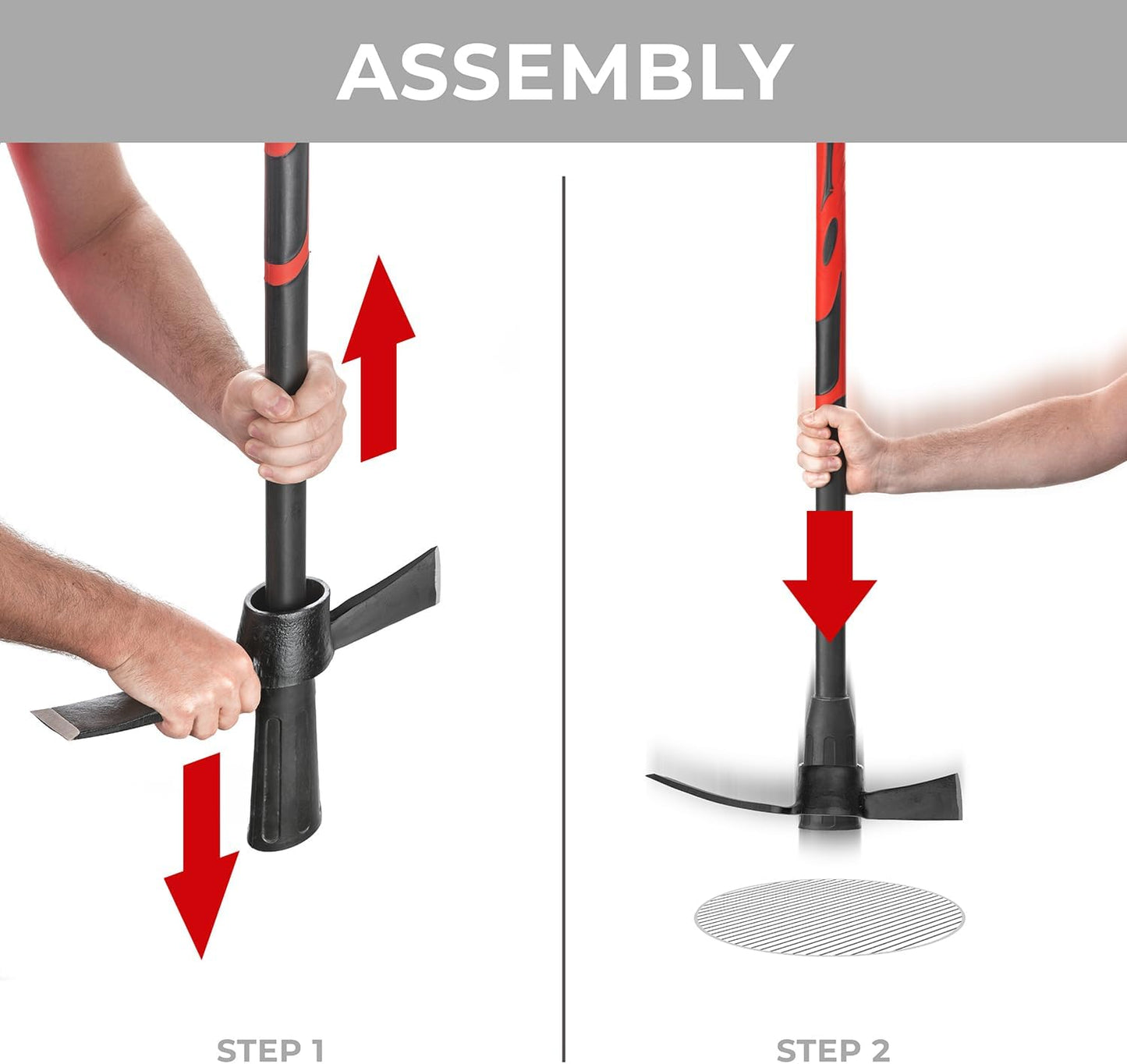 INTERTOOL Cutter Mattock - 36” Digging Tool for Gardening with Cutter & Adze - Non-Slip Fiberglass Handle HT08-0307