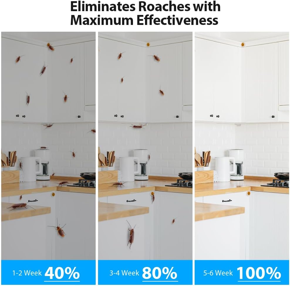 32 Pack Roach Killer Indoor Infestation Roaches Gel Bait Stations, Powerful Cockroach Killer Indoor Home for Roach Infestation, Long-Lasting & Effective Cockroach Gel Bait, Easy to Use & No Mess