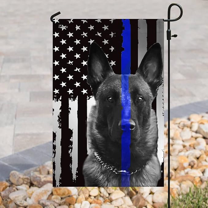 Flags-Belgian Malinois. Police Dog. K9 Flag THB2142F, Garden Flag (11.5" x 17.5")-USA House Garden Flags Premium Polyester-Decorative Outdoor Flags