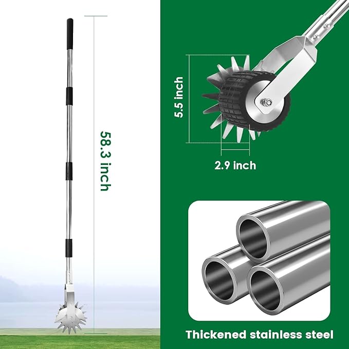 Wheel Rotary Manual Edger Lawn Tool, Hand Edger Lawn Tool Made of Stainless Steel, Adjustable Length, Ideal for Precise Grass Trimming Along Sidewalks, Garden, Driveways, and Flower Bed