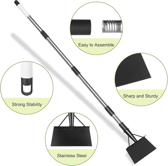 Garden Cleaning Shovel, Snow Shovel,59 Inch Handle Duty Garden Shovel, Multifunctional Cleaning Shovel,Suitable for Gardening, Planting, Weeding, Deicing and Other Gardening Tasks