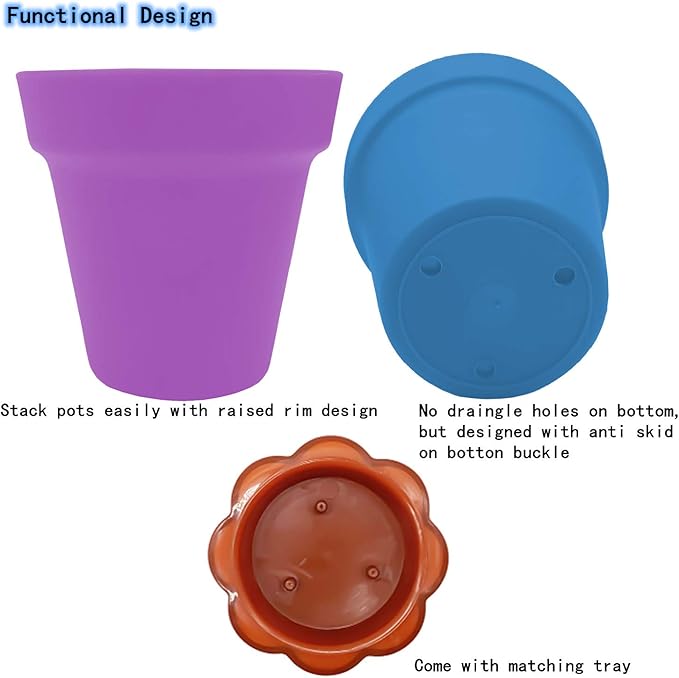 25 Packs Cupcake Plant Nursery Pots with Humidity Dome-Small Flower Pots for Kids-Planting Containers Cups for Indoor Outdoor Plant Succulent Display (Mixed Color)