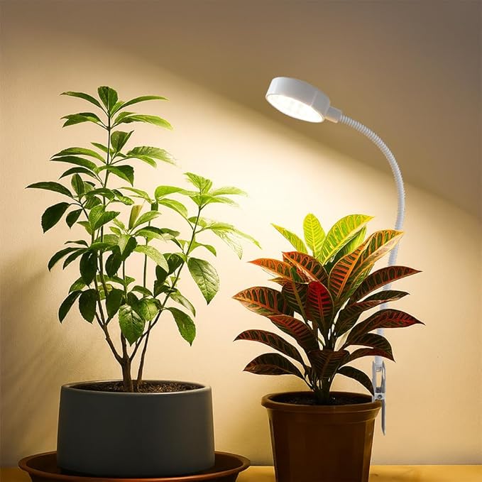 Grow Lights for Indoor Plants, Pot Clip LED Plant Lights for Indoor Growing, Full Spectrum, Plant Lamp with 5-Level Dimmable, Auto On Off 4/8/12/18 Hrs Timer for Succulents, Small Plant, White, 5V.