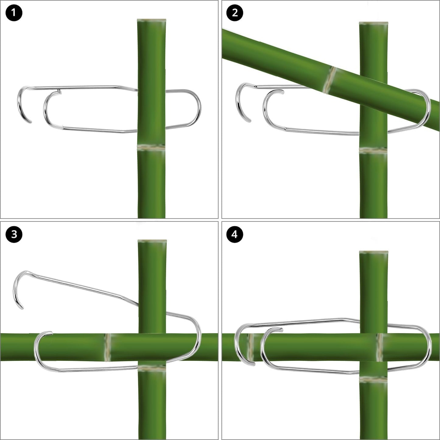 QWORK Garden Support Stakes with Clips, 20 PCS 7/16 Inch Galvanized Steel, Rust-Resistant for Climbing Plants