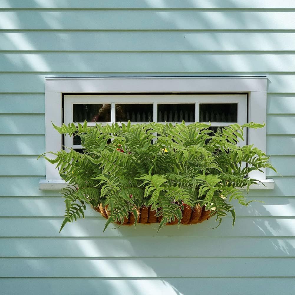 19" Artificial Boston Fern Plants Large Fake Greenery Shrubs 2 Pcs UV Resistant Faux Plant Bushes for Home Garden Office Farmhouse Indoor Outdoor Decor, Green