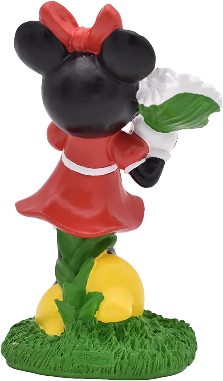 Disney Minnie Mouse Picking Daisies Everyday Outdoor Garden Statue, 6 inches Tall, Officially Licensed Disney Product