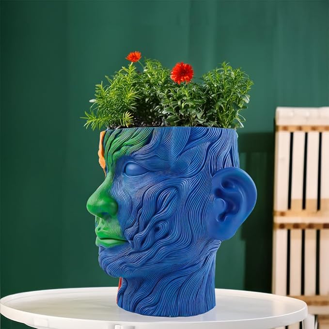 TOZLU Picasso Brutalist Abstract Beauty Face Flower Pot Ornaments Abstract Face Flower Pots Abstract Head Planter Pots Container Colorful Face Art Abstract Resin Flower Pot (Face Art Flowerpot)