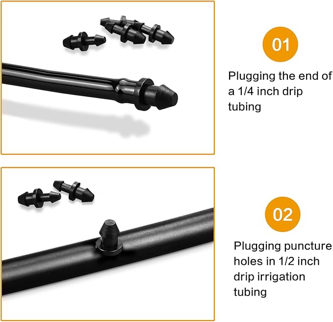 Gardrip Drip Irrigation End Plugs:1/4" Drip Line Goof Plugs Irrigation End Cap for 1/4 Inch Drip Hose Line Garden Watering System