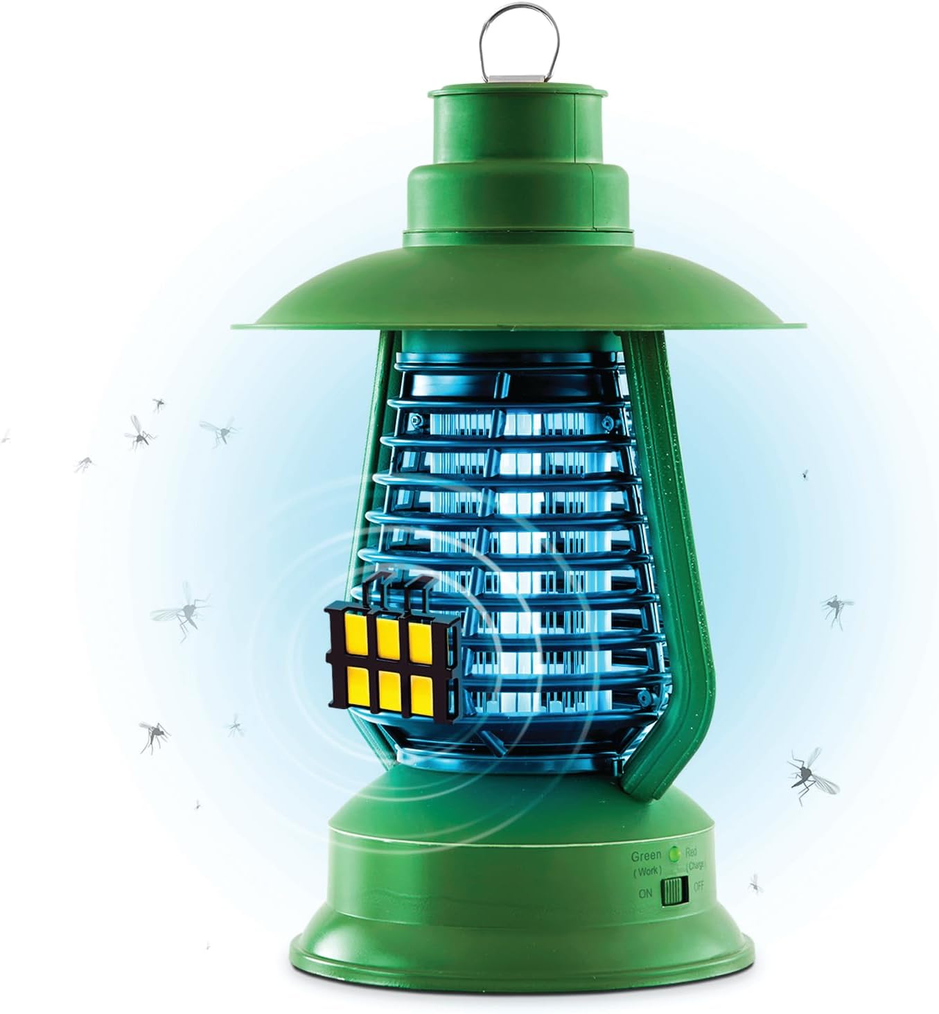 Black Flag 2000v Bug Zapper Lantern | Rechargeable Indoor/Outdoor Fly Zapper | 12-Hour Electric UV Pest Control (Green)