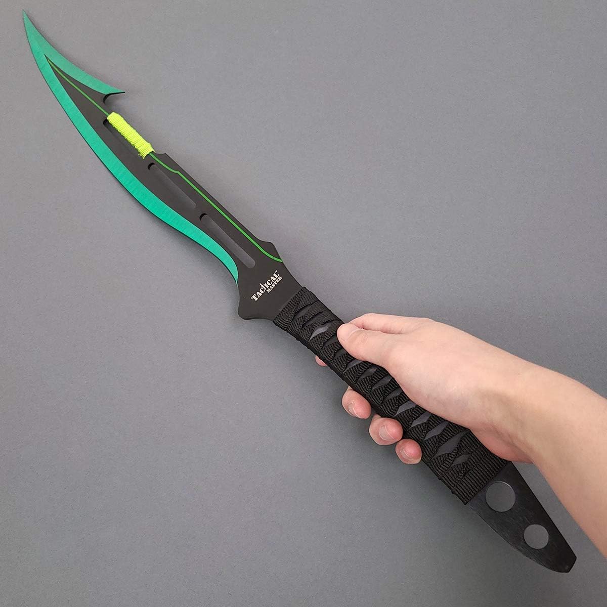 27" Fantasy Machete. Fixed Blade Knife. 440 Stainless Steel Blade. For Collection, Gift, Camping, Outdoor Sports (Green)