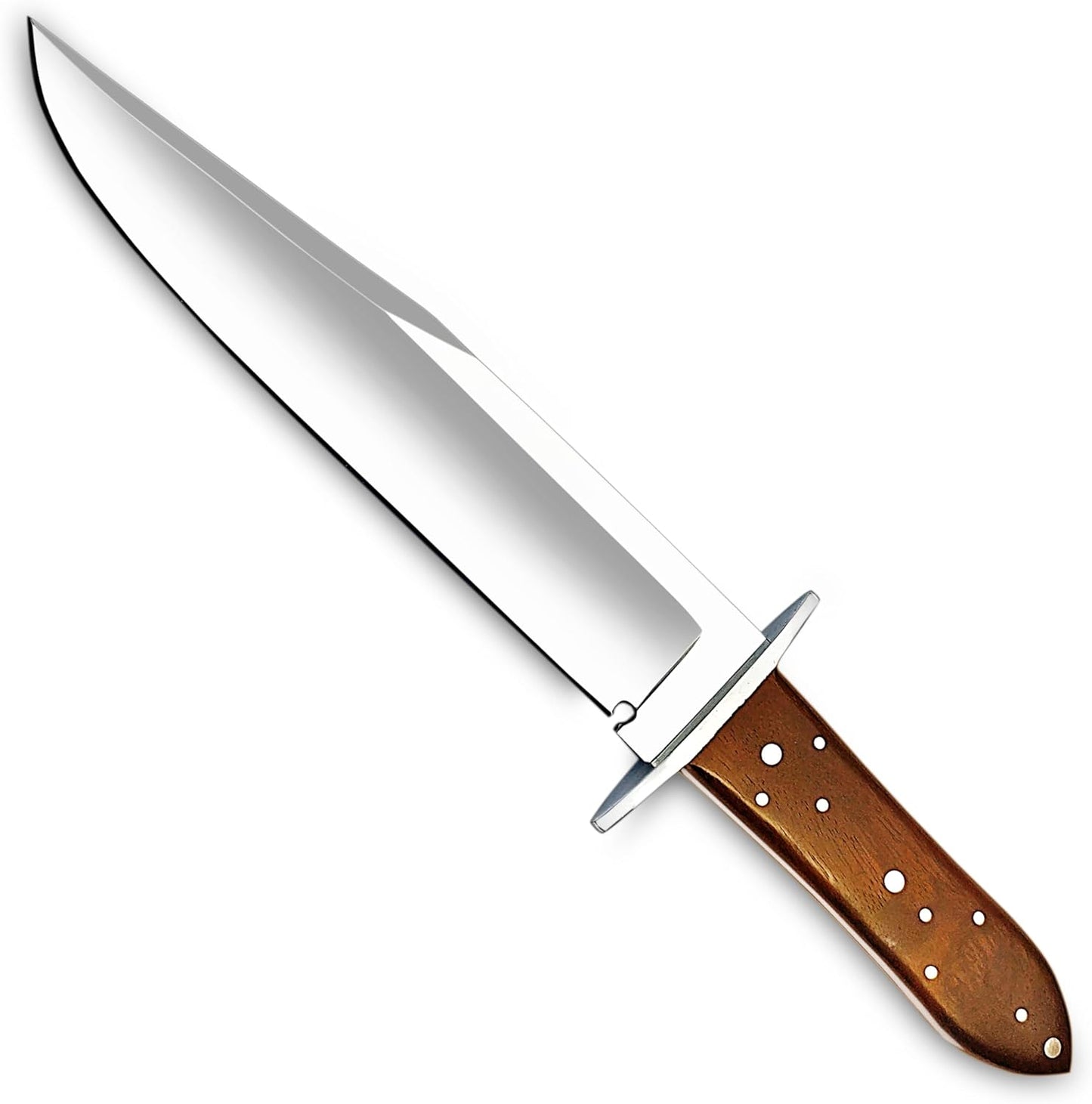 Handmade D2 Steel 14 Inches Full Tang Bowie Knife with leather sheath, Hunting knife with Wood Handle and steel Guard Ideal for Bushcraft, Camping, Survival, Hunting & outdoor use (I9S6)