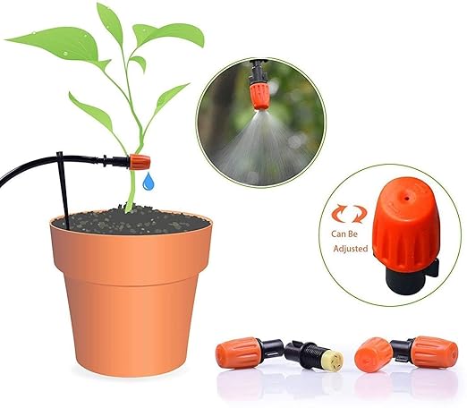 50FT Drip Irrigation System Kit - Garden Watering System with 1/4" Drip Irrigation Tubing Parts - Automatic Irrigation Sprinkler Equipment for Outdoor Plants, Garden, Greenhouse, Flower Bed, Lawn
