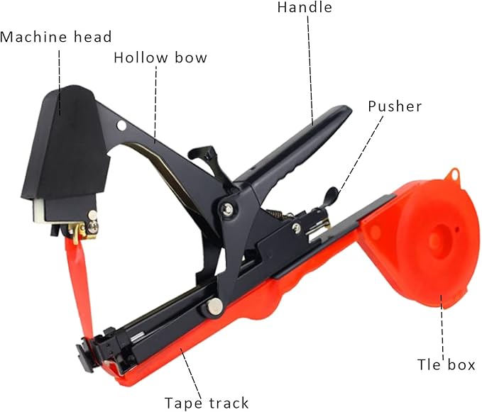 Plant Tying Machine,Plant Vine Tying Machine Tool with 10000pcs Staples 20 Rolls Tape Plant Tape Gun for Grapes,Raspberries,Tomatoes,and Vining Vegetables Tying Tool (Black)