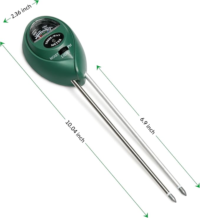iPower Soil Meter, 3-in-1 Plant Moisture Light PH Tester for Gardening, Farming, Indoor & Outdoor Use, 2 Pack