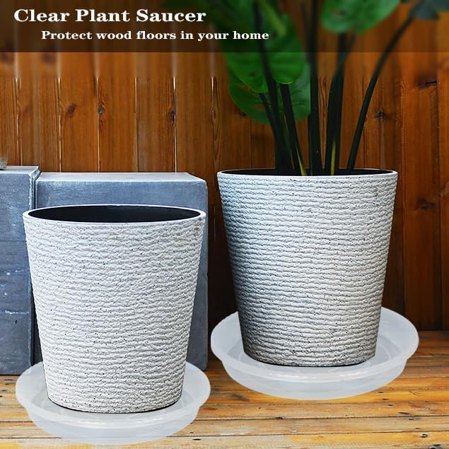 Plant Saucer 6 Pack of 4 6 8 10 12 14 16 inch, Clear Plastic Flower Plant Pot Saucer, Heavy Duty Plant Drip Trays Saucers for Indoor, Plant Water Tray for Planters (4", Clear)
