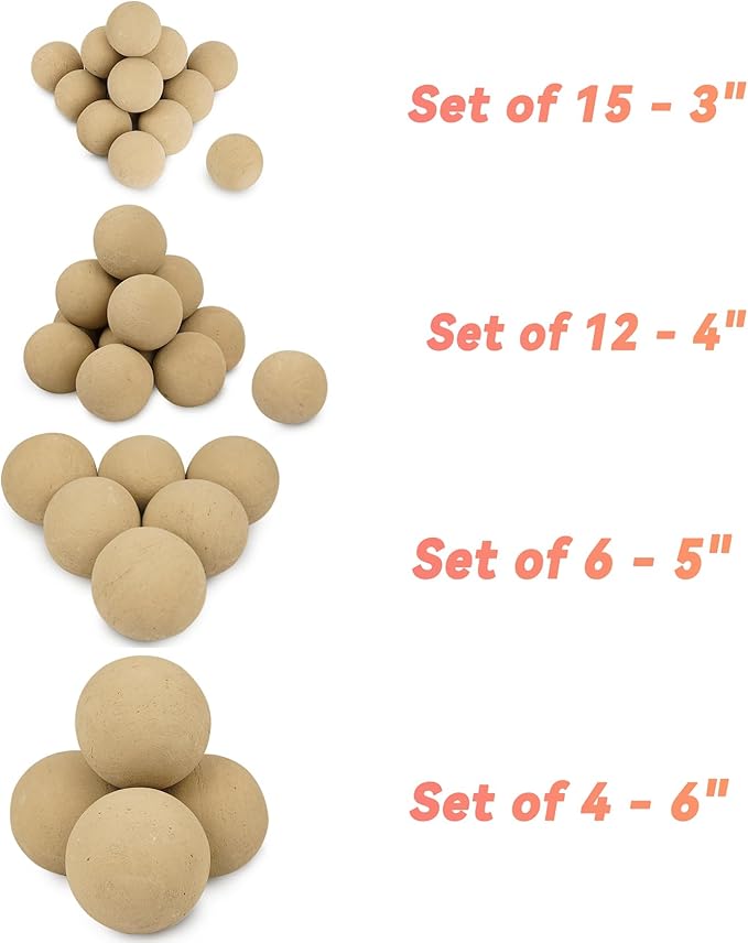 Skyflame 4-inch Ceramic Fireplace Balls, 12PCS Round Beige Fire Pit/Firepalce Insert Accessory for Indoor, Outdoor, Patio and Garden