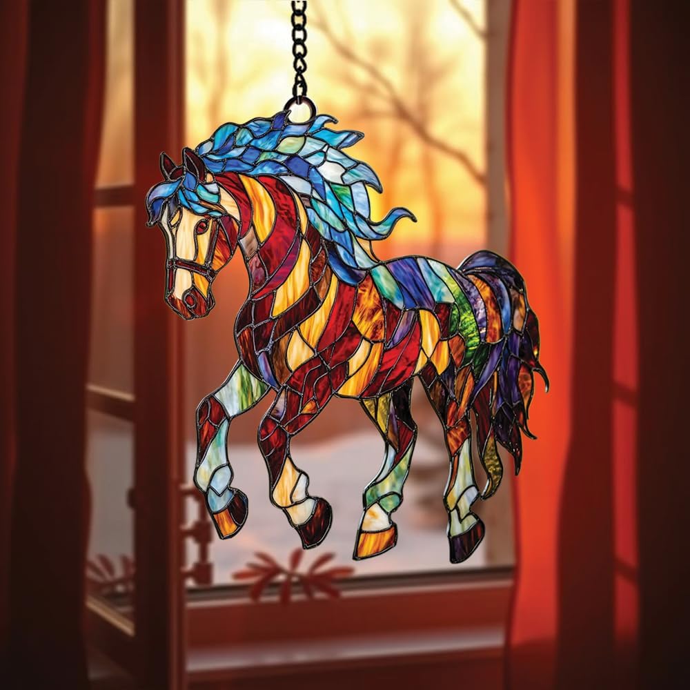 Equestrian Horse Acrylic Suncatcher Window Hanging Horse Light Catcher Home Decor Gift for Horse Lovers