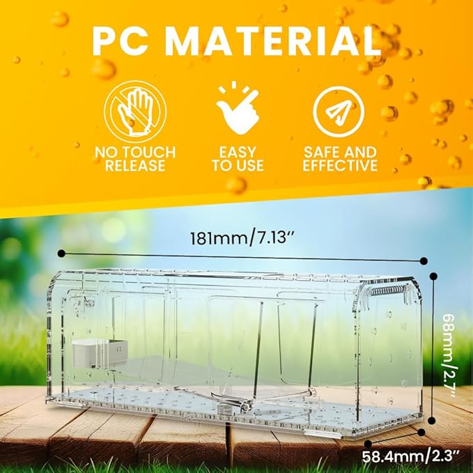 4PCS Humane Mouse Trap No Kill, Live Catch and Release Mouse Traps for Small Rat Rodent, Mousetrap Catcher Indoor and Outdoor, Easy to Use & Clean Reusable and Release Mice