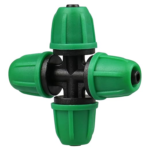 Upgraded 1/4" Drip Irrigation Cross Fittings:Leak Free Lock Barbed 4 Way Tee Connectors for 1/4 Inch Irrigation Tubing Quick Connect Parts for Garden Landscape System (24 Pieces)